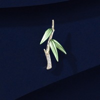 Broche en bambou de style chinois, vintage, élégante, feuille verte, épingle de revers, accessoire vestimentaire Hanfu
