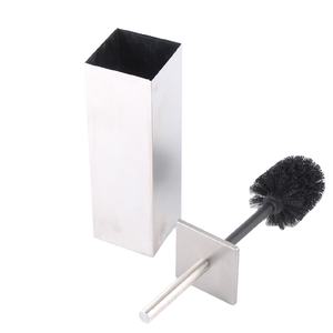 Escobilla de Inodoro Moderna Cuadrada de Acero Inoxidable con Soporte, Escobilla de Inodoro Negra para Limpieza de Baños y Hogares - Product Image 6