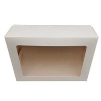 Boîte en carton blanc avec fenêtre transparente en PVC/PET, auto-ouvrante, pour emballage alimentaire, pâtisseries, gâteaux, et donuts