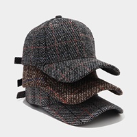 Casquette de baseball unisexe polyvalente à carreaux pour l'automne et l'hiver, style artistique vintage, texture confortable, chapeau décontracté pour l'extérieur
