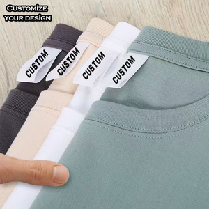 T-shirt en coton pour homme, coupe ample, col rond, manches courtes, épaules tombantes, surdimensionné, de haute qualité, imprimé uni - Product Image 1