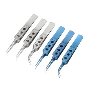 Pinset implan rambut siku bergigi operasi Ophthalmic baja tahan karat kualitas tinggi untuk instrumen bedah - Product Image 1