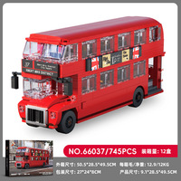 66021-66117 Modèle de jouet de construction de camion-benne, camion-tête de traineuse et autobus à deux étages, 200+ pièces en plastique ABS, unisexe pour enfants