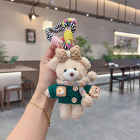 Porte-clés Pendentif Ours en Peluche Mignon avec Écharpe et Nœud, Style Dessin Animé Créatif, Ornement de Sac Tendance Kawaii, Idéal pour Cadeau