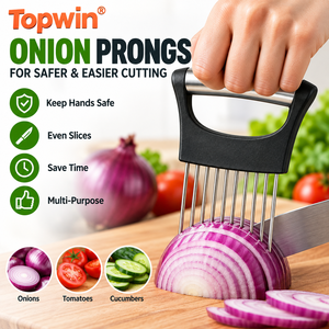 Support de découpe d'oignon en acier inoxydable, guide de découpe de légumes, outil de découpe de viande, aiguille pour attendrir la viande, support de découpe alimentaire, gadget de cuisine - Product Image 1