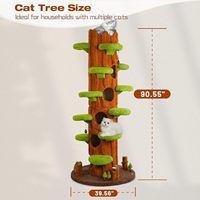Arbre à chat de luxe de 90,55 pouces, grand et haut, avec condo, meuble, maison pour animaux, griffoir, lit et hamac, robuste pour usage intérieur toutes saisons