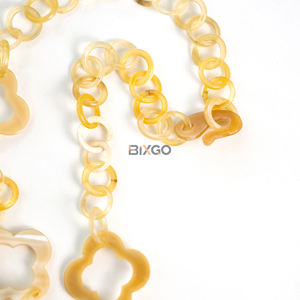 Buffalo Horn Hollow Floral Pattern Link Chain <b>Necklace</b> Trendy Unisex Unique Grain <b>Statement</b> Jewelry Premium Organic Gift - Product Image 4