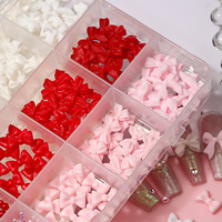 Nouvel ensemble de 12 pièces pour ongles en résine et alliage 3D, motifs fleurs, nœuds, bordures bonbon et diamants