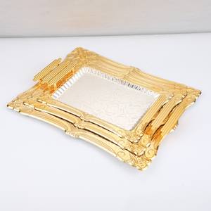 Dubai Double-Color Arabic Lace Iron Tray Metal Serving Tray Rectangle Eco-Friendly <b>Dinner</b> Set - Product Image 3