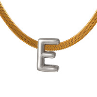 Collier tendance en acier inoxydable plaqué or 14 carats avec chaîne à maillons et pendentif lettre pour anniversaire