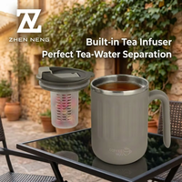 Mug isotherme ZHEN NENG en acier inoxydable 304, anti-fuite, avec couvercle rabattable, anti-brûlure, double paroi sous vide, pour le camping et les aventures en plein air