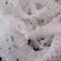 2.5cm de large usine directe bricolage couture dentelle tissu artisanat décor à la maison blanc plissé Organza broderie élastique dentelle garnitures