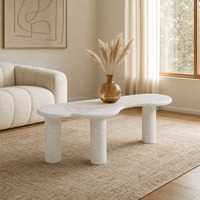 Table basse de salon moderne et minimaliste, luxueuse, en pierre de travertin naturelle, forme libre, 3 pieds cylindriques, mobilier de maison