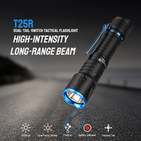 Lampe torche LED professionnelle rechargeable T25R 2000LM à double interrupteur, étanche IP67, longue portée, torche industrielle