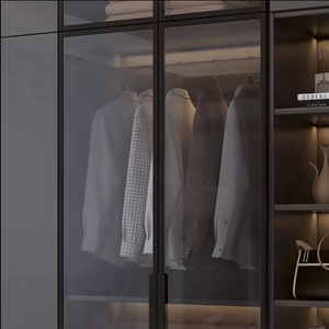 Elegante Armario de Alta Gama para Ropa, Armario de Madera para Dormitorio, Mueble Modular Gris Oscuro con Puertas de Vidrio y Área de Vanidad - Product Image 3