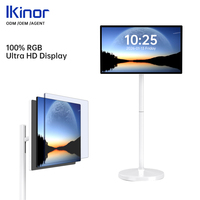 Soporte de TV Android Portátil de 32 Pulgadas, Giratorio, con Batería de Gran Capacidad, Monitor LCD Inteligente para el Hogar, Full HD 1080p 75Hz