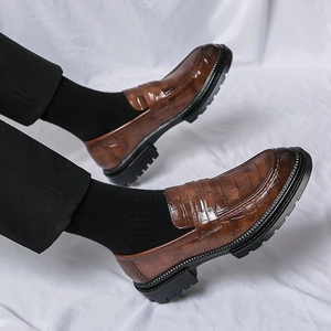 Mocassins pour hommes à imprimé croco, <span class=keywords><strong>chaussures</strong></span> habillées décontractées à semelle épaisse et confortables pour le bureau et le quotidien - Product Image 2
