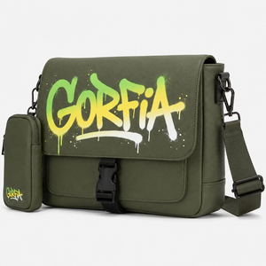 Large Capacity Patterned <b>Men</b> Shoulder Bag 2-in-1 Detachable <b>Pouch</b> Custom Logo Designer Forest Green Messenger Bag set - Product Image 4