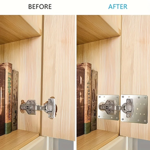 Kit de réparation de charnières de placard en acier inoxydable pour cuisine, chambre et bureau à domicile – Supports de fixation de porte de placard – Fixation facile - Product Image 5