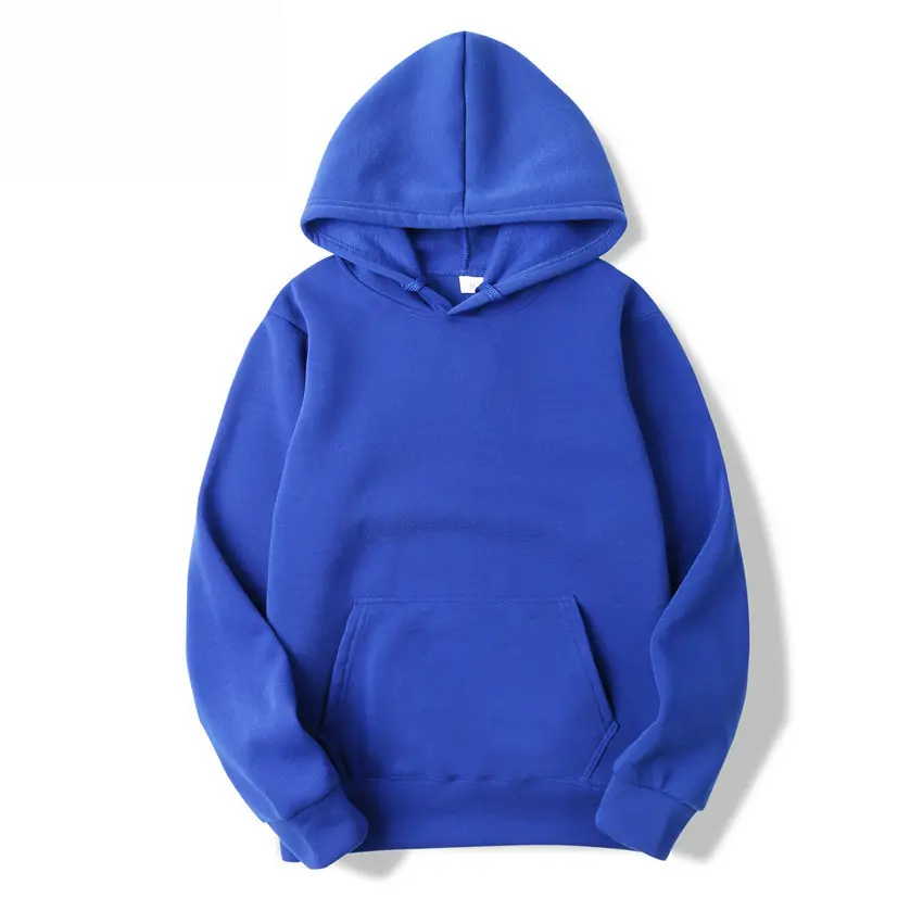 High quality unisex streetwear blue pullover athletic plain blank oversize custom embroidery print logo hoodie