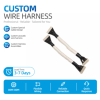 Faisceau de câbles en silicone noir OD0.6mm DF52-12P, gaine tressée blanche, pour électronique audio de précision, faisceau de câbles personnalisé
