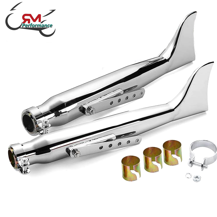 Retro Motorcycle Fishtail Exhaust Silencer Mufflers Pipe for