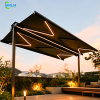 Auvent papillon double ouverture extérieur, auvent rétractable motorisé, auvent anti-UV et imperméable pour terrasse de restaurant