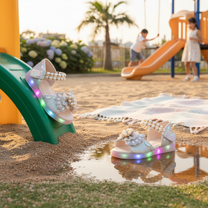 Sandales à talons ouvertes style coréen OZKIZ pour filles de 2 à 6 ans, mode estivale lumineuse avec doublure en polyester, vente en gros - Product Image 3