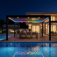 Pérgola Motorizada de Aluminio de Lujo con Altavoces Bluetooth Integrados, Resistente al Agua y a Huracanes, Triple Garantía, para Balcón