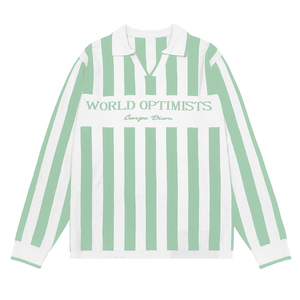 Customized Letter Design Logo Knit <strong>Sweater</strong> Polo Neck Men's Knit <strong>Striped</strong> Letter <strong>Sweater</strong> Top Knit Football Jersey Style Knitwear