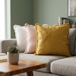 Solid Color Cotton Linen STONE WASH Pillow Memory Foam Filling Eco-Friendly Hotel Bedroom Use Durable Washable Lightweight - Product Image 1