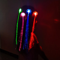 Perruque en fibre optique LED papillon sept couleurs, pince à cheveux néon pour fête, alimentée par piles, étanche, durable et portable, vente en gros