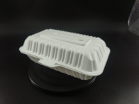 Boîte à lunch en plastique à charnière 9x6, jetable, réutilisable, écologique, en PP de qualité alimentaire, pour hamburger, noire transparente