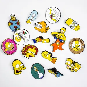 Custom Made Woman Zinc Alloy Brass High Quality Simpsons Cartoon Soft Enamel Lapel Pin Brooch