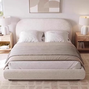 Letto Matrimoniale Moderno <span class=keywords><strong>di</strong></span> Lusso Francese Zayshine in Velluto Bianco, Grande Dimensione 1.5-1.8 Metri, Modulare per Appartamenti e Hotel, Letto Morbido - Product Image 5