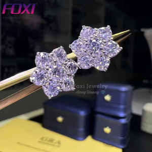 Iced Flower Cluster Moissanite <strong>Earrings</strong> <strong>Screwbacks</strong> 925 Sterling Silver 8.6mm Round Cut VVS Moissanite Diamond Stud <strong>Earrings</strong> - Product Image 4