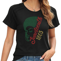 Transfert de strass en verre thermocollant personnalisé Juneteenth, logo Juneteenth 1865 personnalisé en strass thermocollant pour chemise