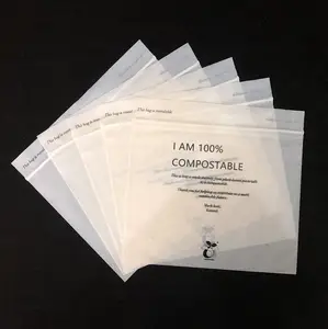 Özel baskı PLA PBAT cornstarch 100 kompost biyobozunur kilitli fermuar öz mühür Frost mat plastik torba giysi için elektrikli