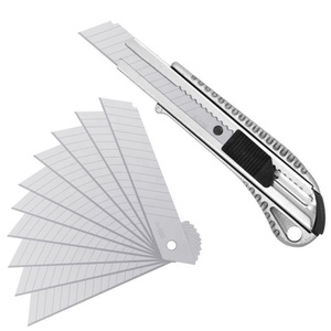 Cuchillo Retráctil de Aluminio de Alta Resistencia y Económico, Cortador de Cajas Plateado de 18 mm, Cuchillo Multiusos Alfedo - Product Image 1