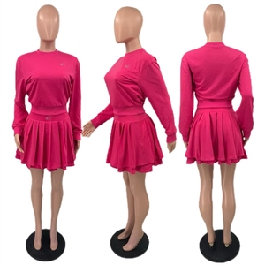Y71645 Conjunto de <span class=keywords><strong>2</strong></span> Piezas de Ropa para Mujer, Top de Manga Larga con Estampado Digital y Minifalda Plisada, Estilo Urbano Informal - Product Image 5