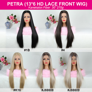 Perruque droite Julianna Futura en fibres naturelles 13x6 avec frontal, cheveux synthétiques de qualité supérieure, mélange africain, sans colle, perruques frontales en dentelle - Product Image 6