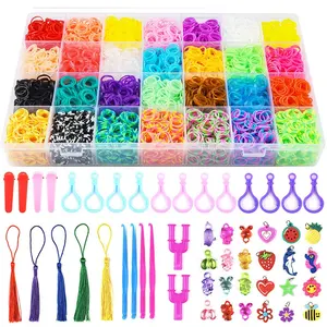 Conjunto de brinquedos de tear de borracha para tear, contas e bandas, máquina de tricô manual DIY, pulseira colorida arco-íris, presente para meninas, 10000 peças