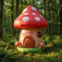 Modèle de champignon rouge gonflable personnalisé, installation artistique sur le thème de la forêt, maison de champignon géante gonflable pour exposition en centre commercial