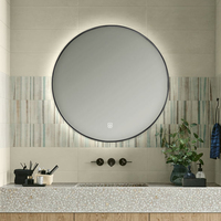 Miroir de salle de bain intelligent rond à LED avec cadre noir doré, anti-buée, interrupteur tactile, aluminium décoratif, gradation intelligente, miroir LED intelligent