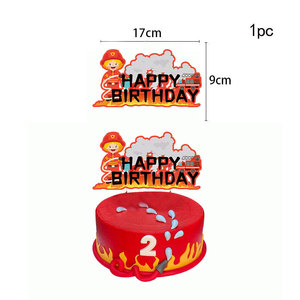 Ballons d'<span class=keywords><strong>anniversaire</strong></span> thème camion de pompiers de dessin animé, décoration de gâteau et décorations de fête pour garçons, fournitures pour fête d'ingénieurs et baby shower - Product Image 3