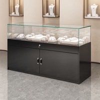Vitrine de Comptoir Rectangulaire en Verre Personnalisée pour Bijoux, Design Coulissant, Aucun Montage Requis, Options Noir/Blanc pour Événements Culturels