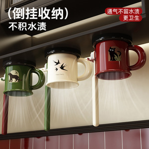<b>Toothbrush</b> <b>Holder</b> With Cup Suction Mounted Double Cup Hanger For Bathroom Wall Mount Plastic <b>Toothbrush</b> And Mouthwash Cup Set - Product Image 2