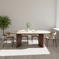 Ensemble de table à manger en marbre blanc de style français avec 4 chaises, table à manger ovale avec plateau en marbre pour la maison et l'appartement