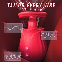 Vibrateur Rose 2-en-1 Sans Fil Tactile Étanche IPX7 avec Contrôle Vidéo et Sonore, Lèche-Clitoris et Succion, Tasse Amovible et Langue Rotative à 360°