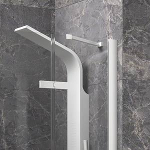 Kamalu KT6000B moderno Set porta doccia scorrevole da 155cm incernierato con 2 bianchi fissi in acciaio inox e vetro temperato - Product Image 6
